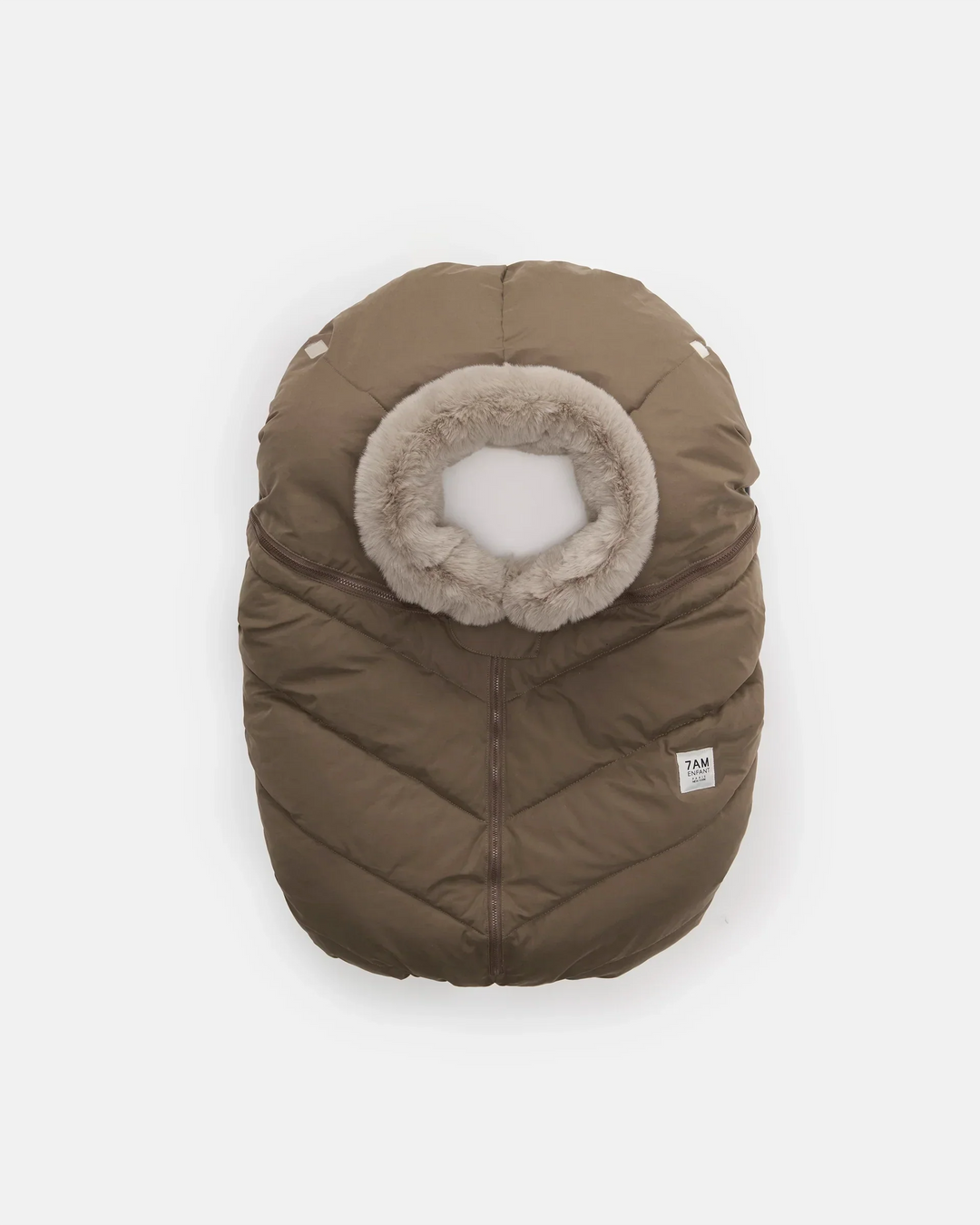 7 A.M. Car Seat Cocoon Helsinki Moss Brown Faux Fur – image 1
