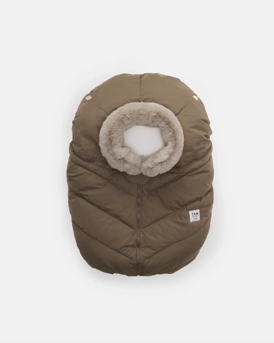 7 A.M. Car Seat Cocoon Helsinki Moss Brown Faux Fur – image 1