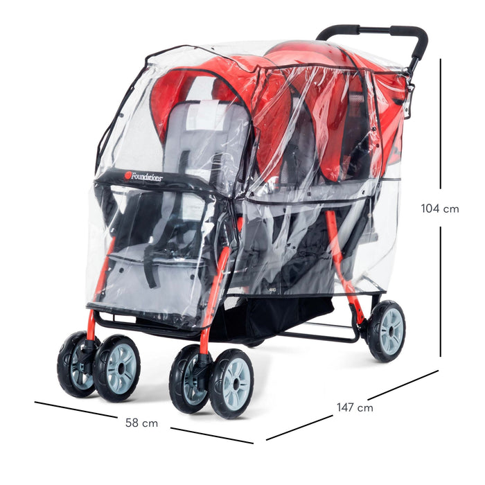 Housse de pluie de protection contre les intempéries Trio pour poussettes triples de Foundations