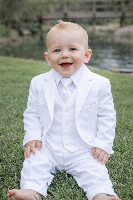 Boys White 5-Piece Suit – Complete Formal Outfit (3m to 22Y)