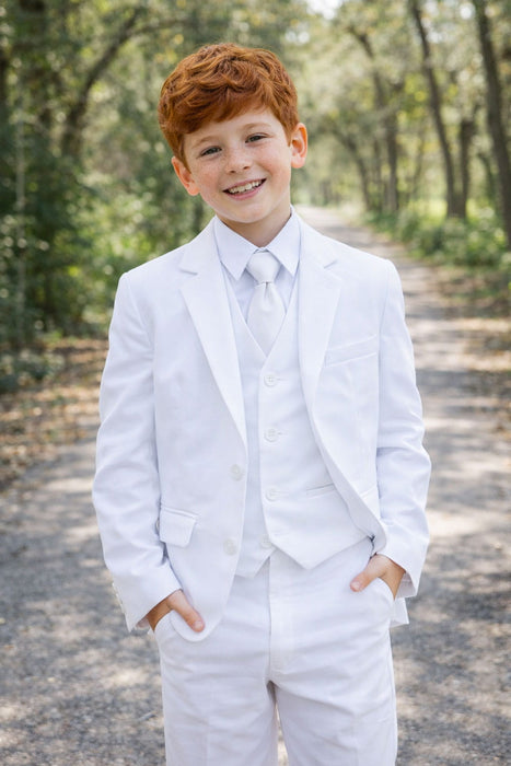 Boys White 5-Piece Suit – Complete Formal Outfit (3m to 22Y)