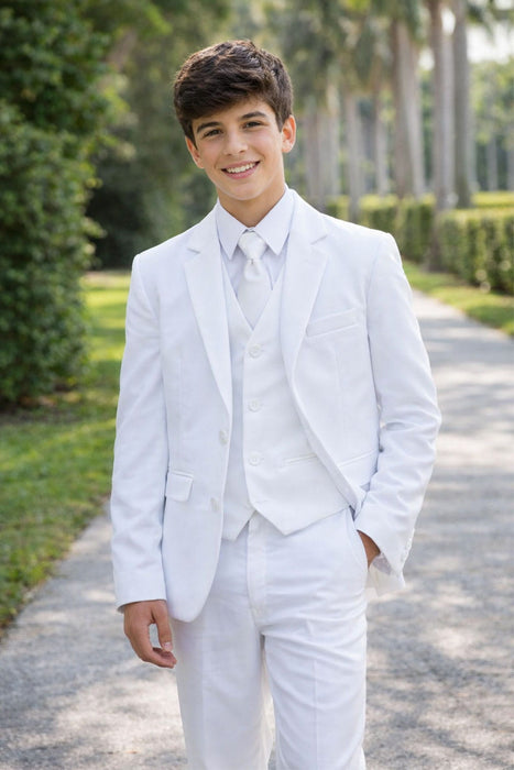 Boys White 5-Piece Suit – Complete Formal Outfit (3m to 22Y)