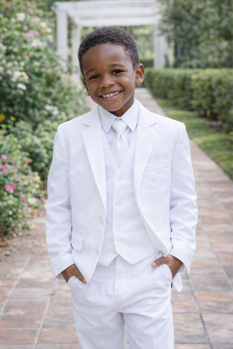 Boys White 5-Piece Suit – Complete Formal Outfit (3m to 22Y)