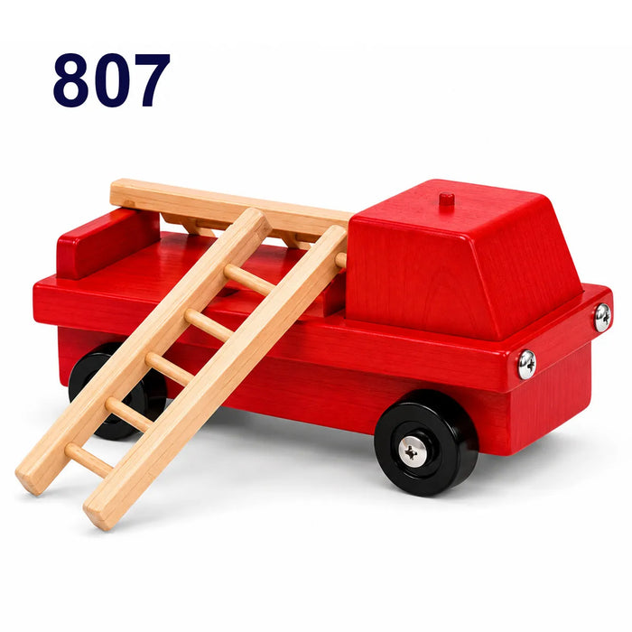 Solid maple wood transport vehicle toys 807 - Fire Truck