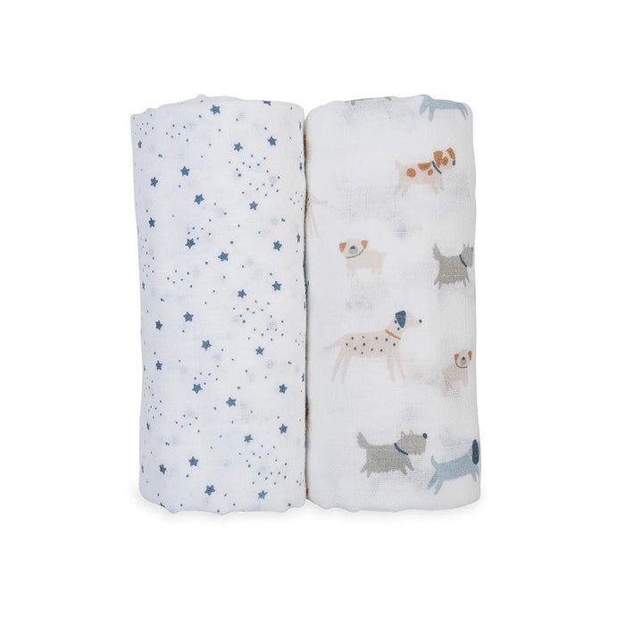 Lulujo Bamboo Coton Muslin Swaddle - Puppy & Star