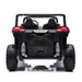 Freddo ride-on toy car rear view showing large tires and back seats on white background.