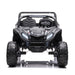 Kids ride-on off-road toy car with LED headlights shown from the front on a white background.