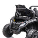 Kids ride-on toy car with front storage compartment open, shown in close-up on white background.