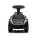 Black ride-on toy car for kids shown from the front on a white background.
