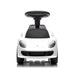 White ride-on toy car for toddlers shown from the front against a white background.