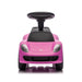 Pink ride-on toy car for kids shown from the front on a white background.