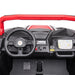 Fieeoo ride-on toy car dashboard close-up showing steering wheel and control panel features.