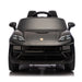 Black Porsche kids ride-on car shown from the front on a white background