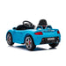 Porsche Carrera GT blue ride-on toy car for kids shown from the rear on a white background.