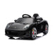 Children’s black ride-on toy sports car with silver wheels displayed on a white background.