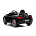 Porsche Carrera GT black ride-on toy car for kids, shown from rear angle on white background.
