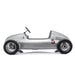 Silver vintage-style kids ride-on car with number 5 decal shown from the side on a white background.