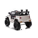 Kids white ride-on Jeep-style toy car shown from the rear on a white background.