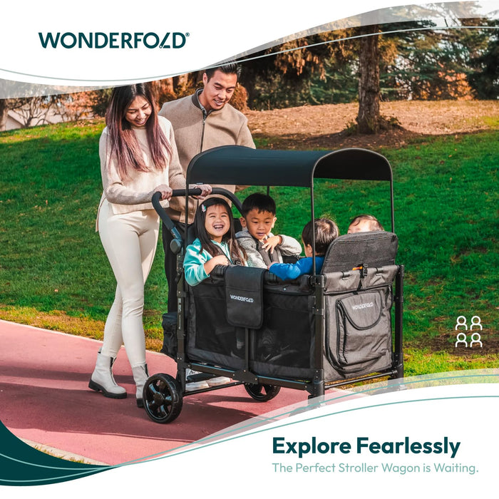 Wonderfold W4 ELITE Push Quad Stroller Wagon