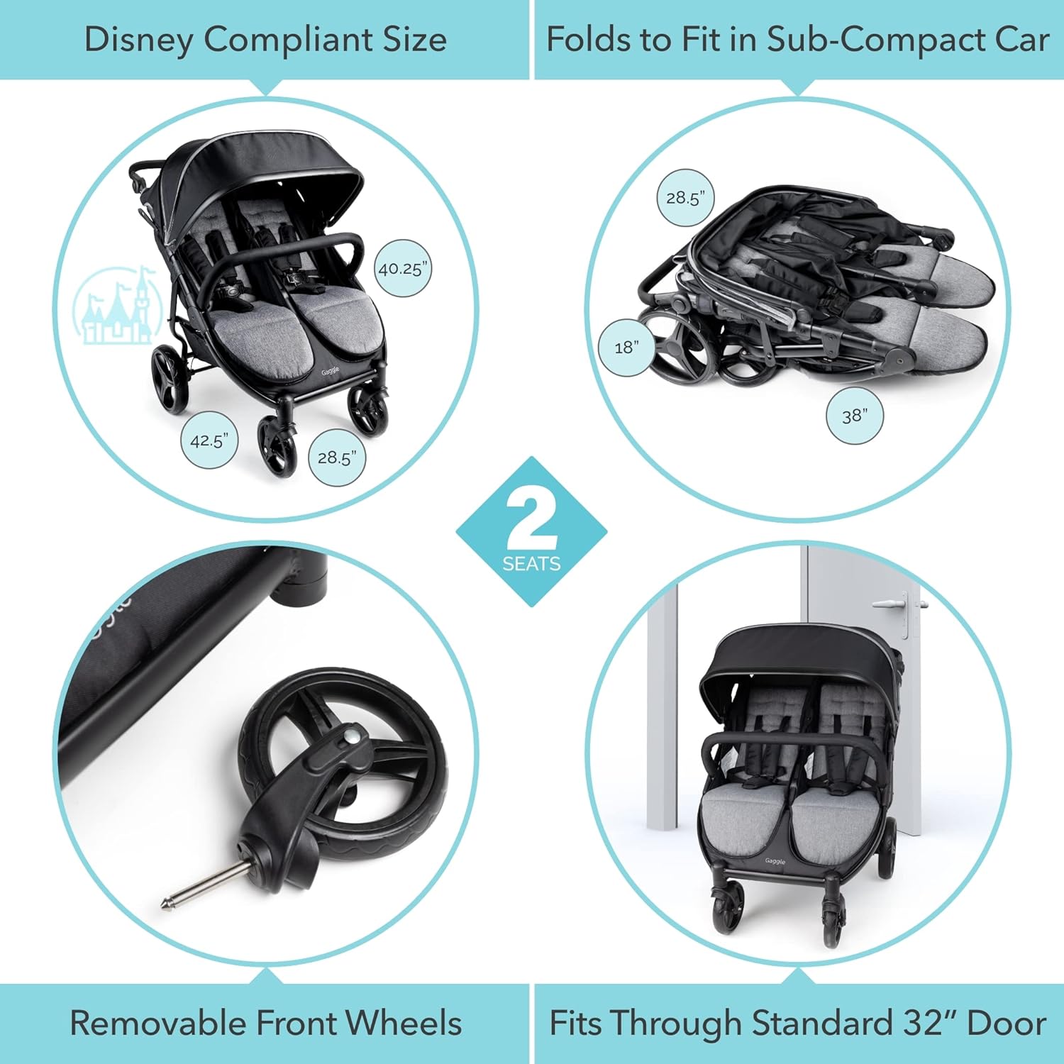 Foundations Roadster™ Duo Stroller, Black/Gray