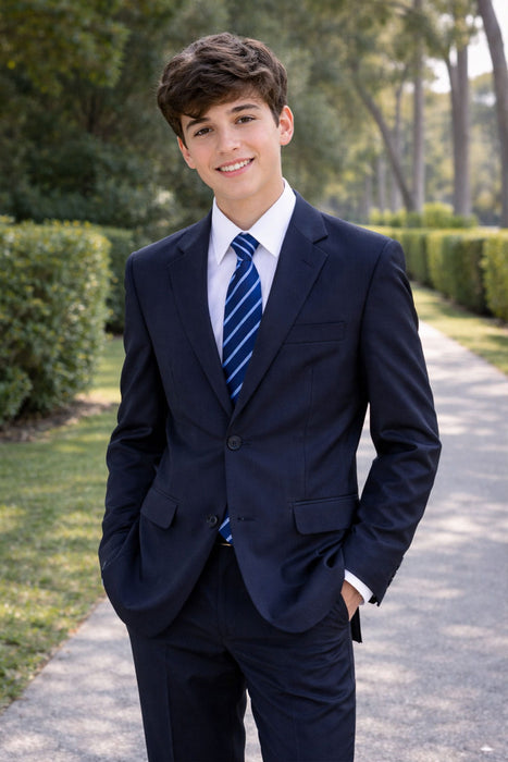 Formal Kids Wear Boys 5-Piece Formal Suit Set – Elegant Navy Suit (Ages 3m–22Y)