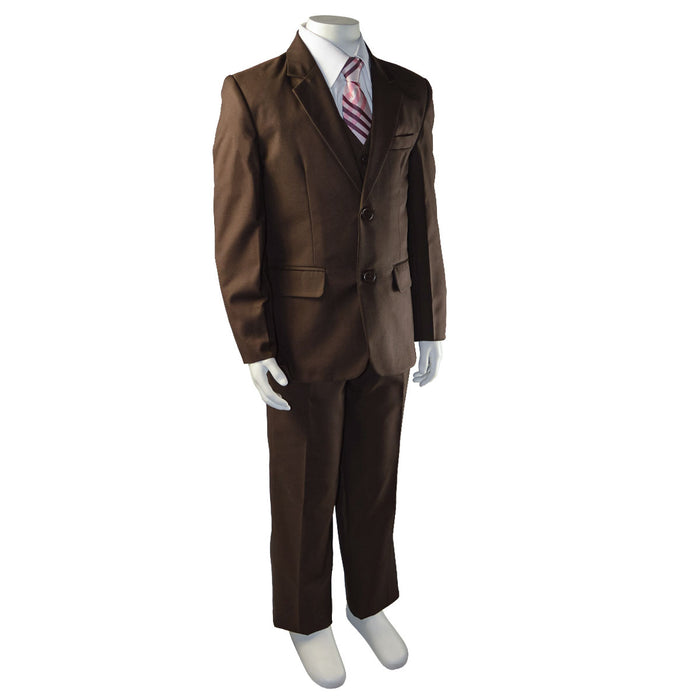 Formal Kids Wear Boys 5-Piece Formal Suit Set – Elegant Chocolate Suit (Ages 3m–22Y)