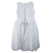 White sleeveless dress with lace bodice and ribbon belt bow, shown from the back on a plain background.