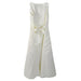 Ivory flower girl party dress with bow detail shown from the back on a white background.