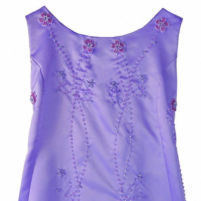 Flower Girl Party Dress in lilac with floral embroidery and bead details on the bodice.