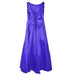 Flower girl party dress in violet shown from the back with lace-up detailing and sleeveless design.