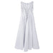 Flower girl party dress in white, shown from the back with lace-up detailing and sleeveless design.