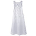 Flower girl party dress in white with floral embroidery displayed on a plain white background.