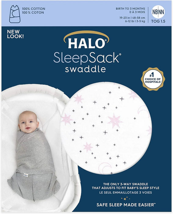 Sac de couchage Halo Swaddle Moons - Rose - 1,5 TOG