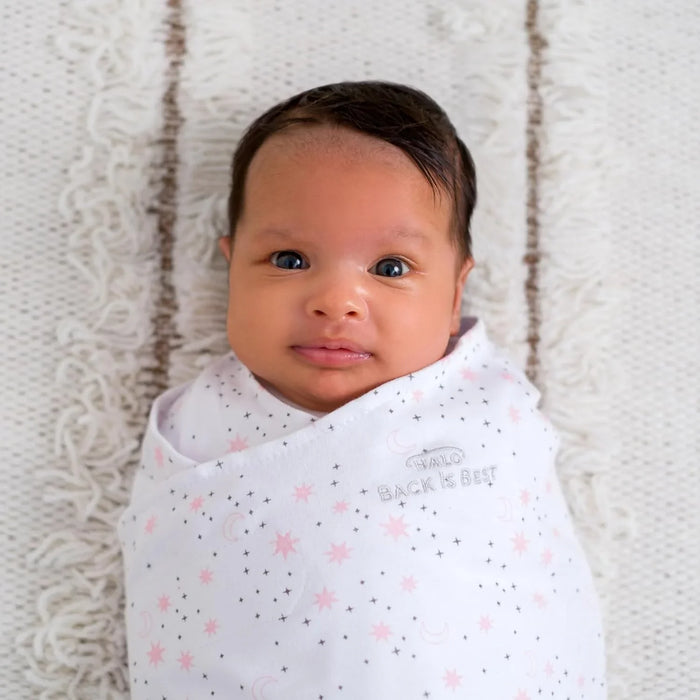 Sac de couchage Halo Swaddle Moons - Rose - 1,5 TOG