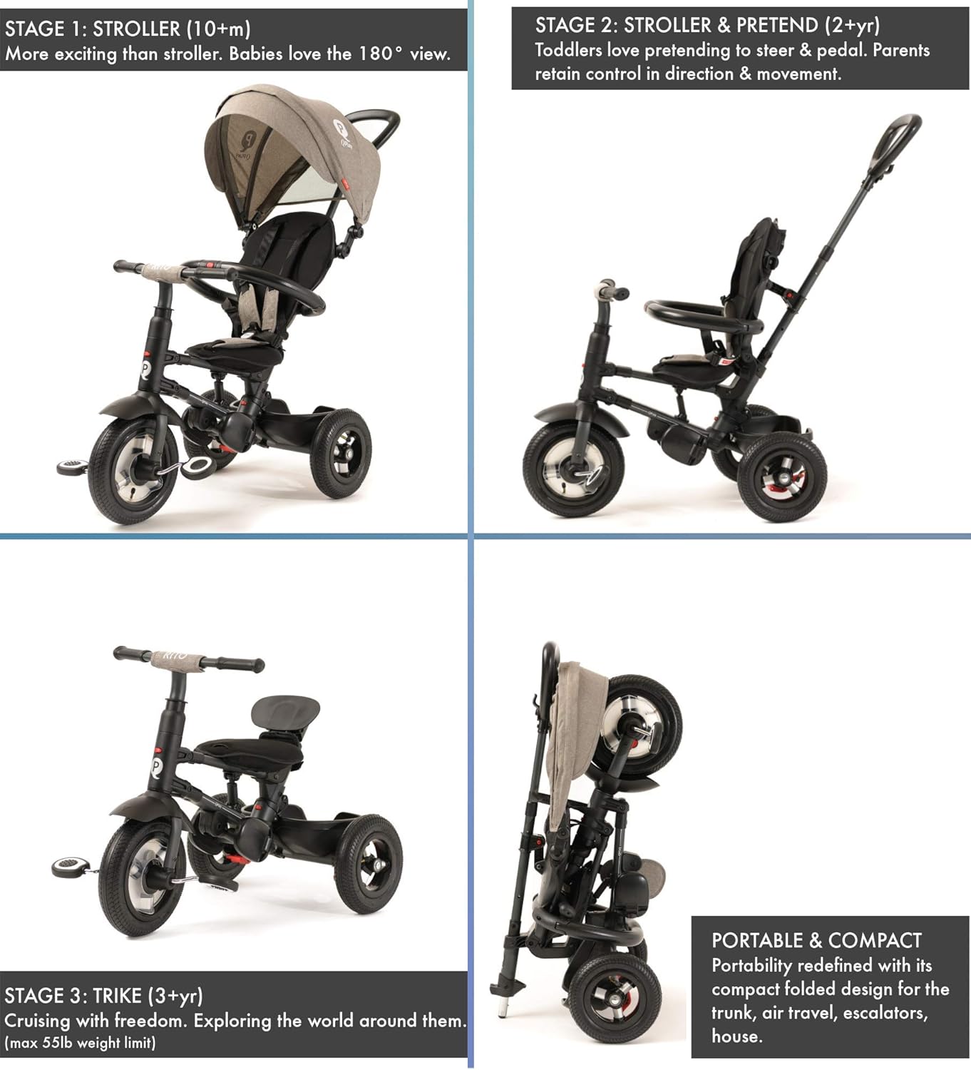 Poussette-tricycle pliant Rito Plus de Q Play