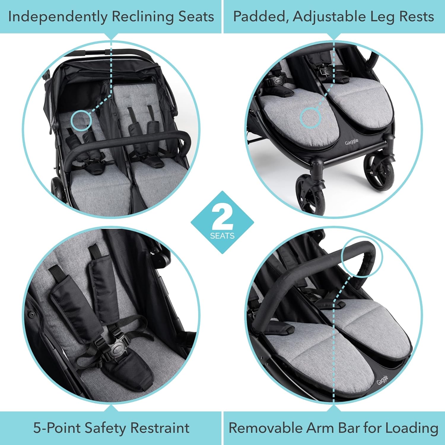 Foundations Roadster™ Duo Stroller, Black/Gray