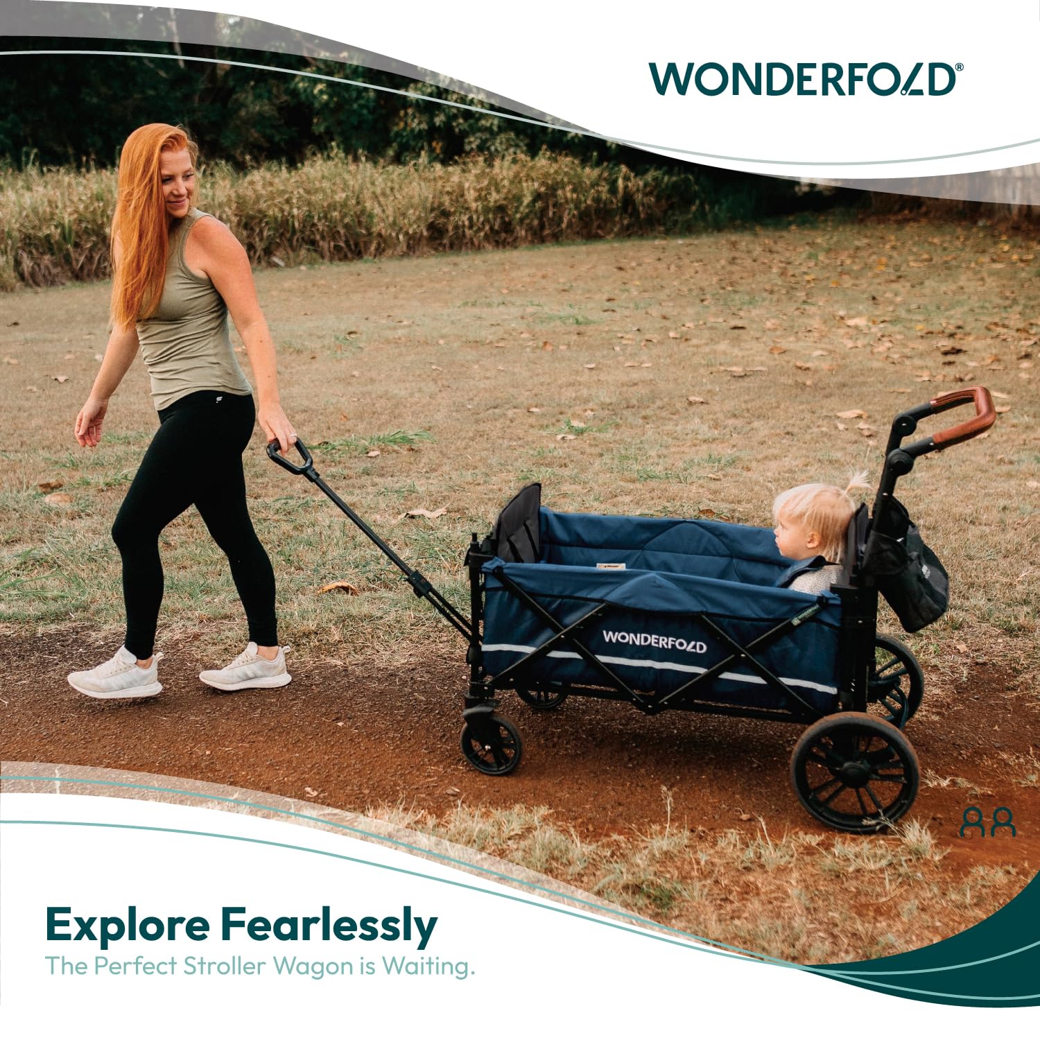 Wonderfold X2 - Push & Pull Double Stroller Wagon