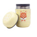 Kids' insulated food jar with yellow body, fox design, and butterfly lid shown open on white background.