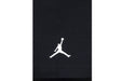 Black kids' t-shirt featuring white basketball player silhouette logo on the front close-up.