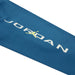 Jordan kids' blue sweatshirt sleeve showing white logo and yellow Jumpman graphic.