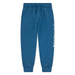 Blue Jordan kids' sweatpants with elastic waistband and side pockets, laid flat on white background.