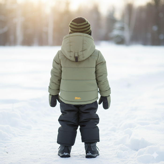 Combinaison d’hiver et accessoires pour garçons Blizz- Vert olive/gris – Tailles 2 à 16 ans