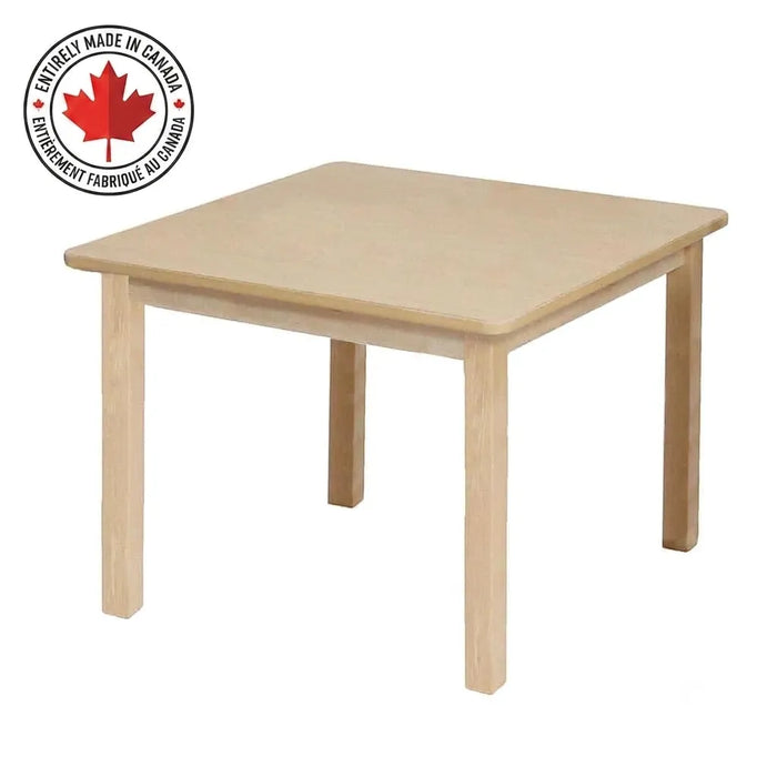 Table carrée pour enfants en bois d'érable massif - Garderie, école et salle de jeux | Fabriquée au Canada | Goldtex