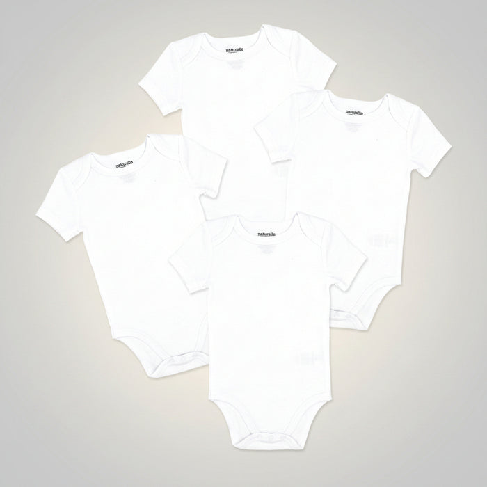Naturelle Ensemble de 4 bodys à manches courtes Blanc | Prématuré à 12 mois