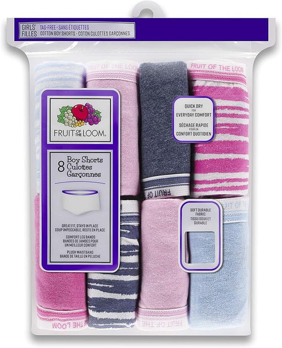 Slips garçonnières pour grandes filles de Fruit of the Loom - Lot de 8