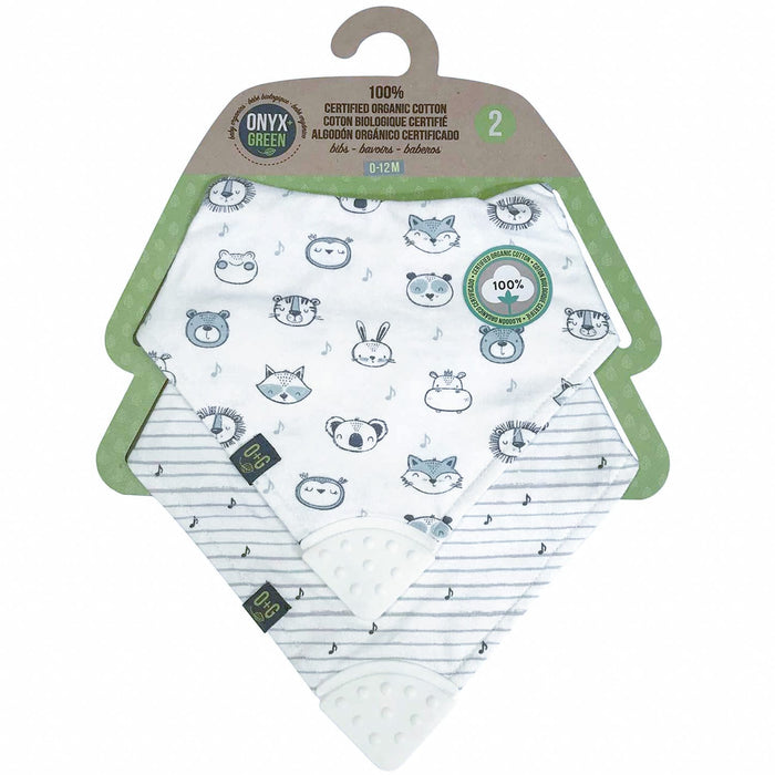 Bavoirs de dentition pour bébé en coton biologique Onyx & Green - Lot de 2