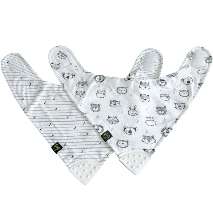 Bavoirs de dentition pour bébé en coton biologique Onyx & Green - Lot de 2