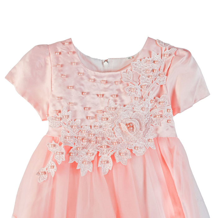 Baby Girl Lace & Pearl Dress – Elegant Ceremony Dress (6–18m)