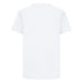 Kids white short sleeve t-shirt shown flat with back facing the viewer on a plain background.
