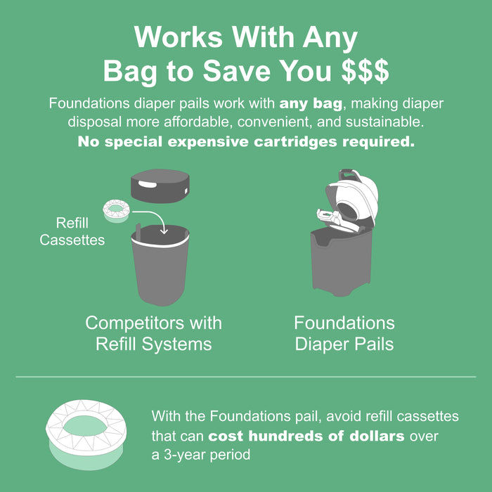 Foundations Tall Hands-Free Diaper Pail, Gray